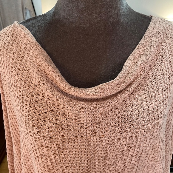 Free People Pink Waffle Knit Blouse - Picture 3 of 15